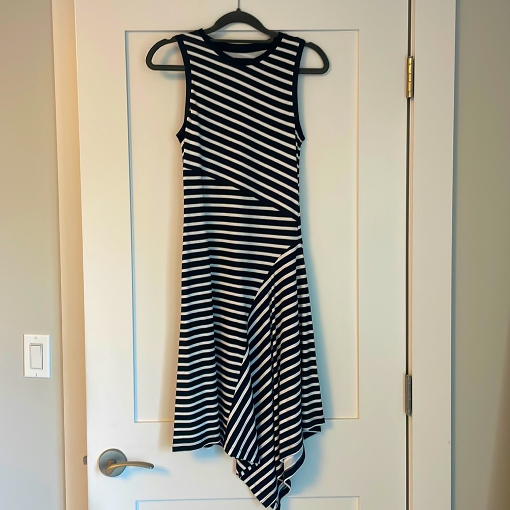 Striped, asymmetrical dress
